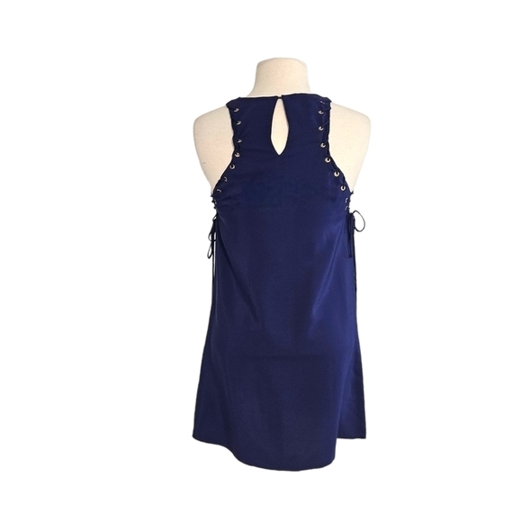Amanda Uprichard Blue Silk Side Lace Up Mini Dress - Picture 4 of 7